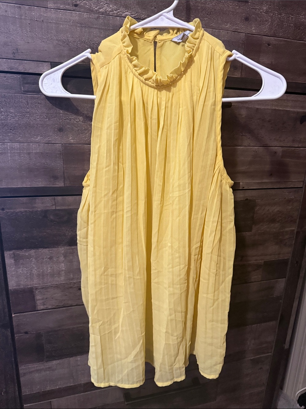 Naked Zebra Yellow Ruffle-Trim Sleeveless Mock Neck Top